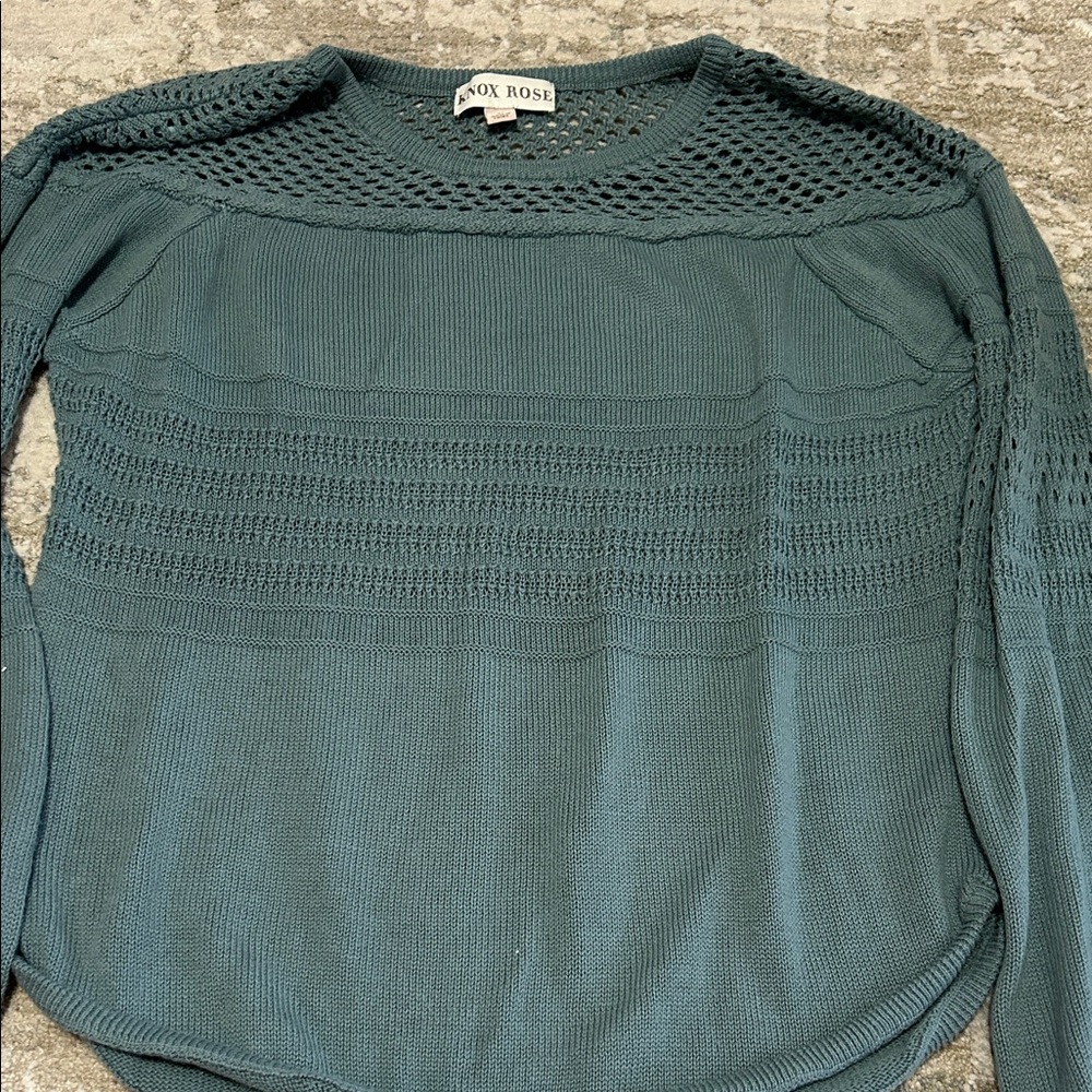 Knox Rose Teal Textured Sweater